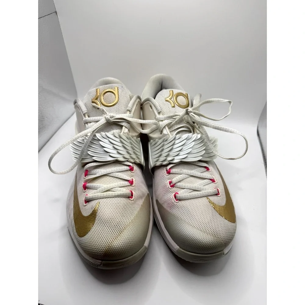 Nike KD 7 PRM 706858-176 Mens 11 Basketball Shoes White Gold Aunt Pearl Sneakers